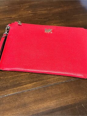 Michael Kors Red Pebbled Leather Wristlet